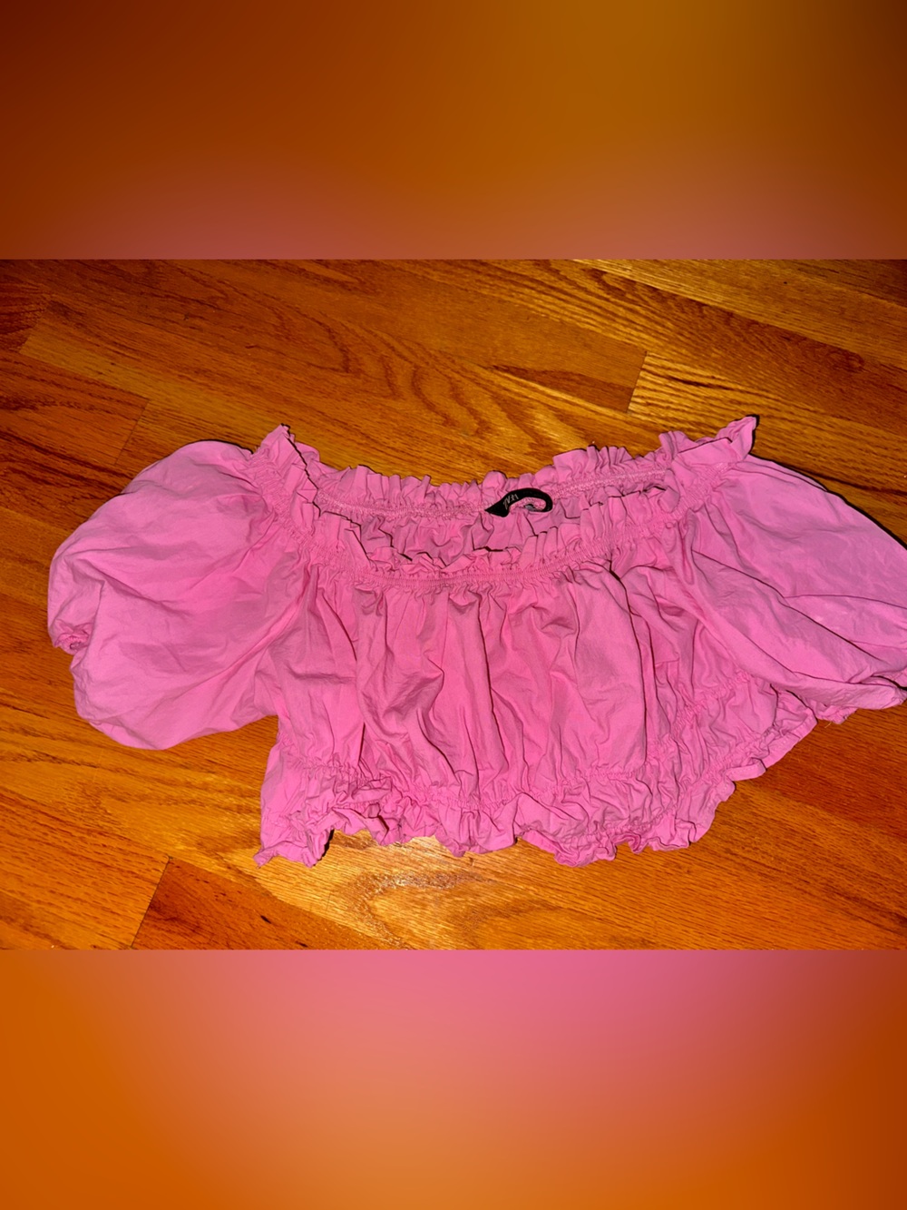 Pink Ruffled Off-Shoulder Crop Top